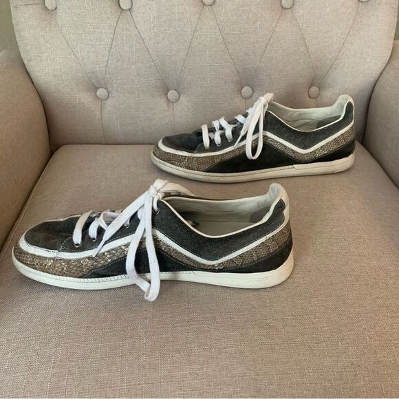 Gucci Python Snake Skin And Suede Low Top Trainner Sneakers Size 9.5 - Picture 3 of 10